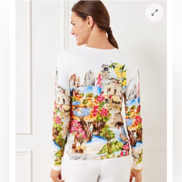 Talbots Coastal Print Charming Cardigan Lightweight Size L - Picture 12 of 13